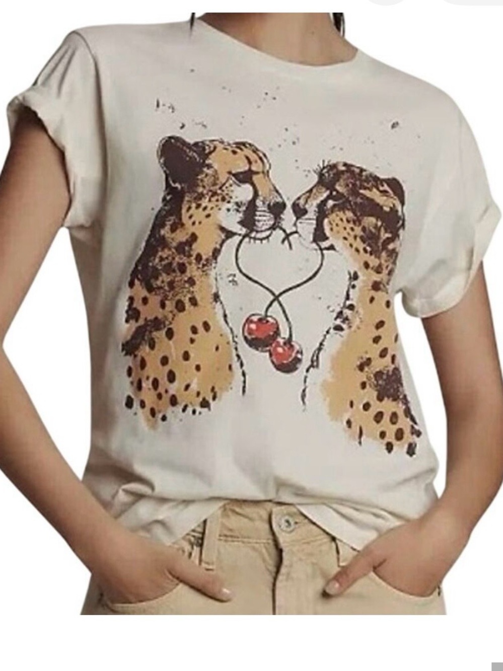Anthropologie Letluv Cheetah T sold out immediately (viral) xs/s